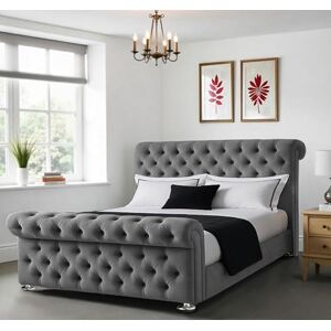 Divan Beds Deals Luxurious Grey Plush Velvet Chesterfield Sleigh Bed High Headboard & Footboard Elegant Bed Frame Only – Elevate Your Bedroom with Style (4FT6 Double) Divan Beds Deals Luxurious Grey Plush Velvet Chesterfield Sleigh Bed High Headboard & Footboard Elegant Bed Frame Only – Elevate Your Bedroom with Style (4FT6 Double)