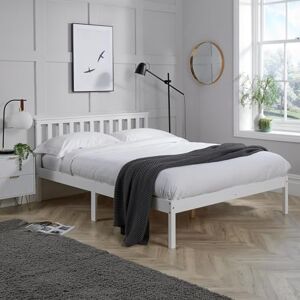 Home Source Florida Solid Wood Low End Bed Frame, Natural Wood, White, 4ft 6in Double Home Source Florida Solid Wood Low End Bed Frame, Natural Wood, White, 4ft 6in Double