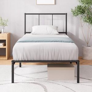 Zinus Justin Single Bed Frame – Bed 190x90 cm – 35cm Height – Metal Bed Frame with Headboard – Platform bed frame with steel slat support – Modern Design Easy Assembly – Black Zinus Justin Single Bed Frame – Bed 190x90 cm – 35cm Height – Metal Bed Frame with Headboard – Platform bed frame with steel slat support – Modern Design Easy Assembly – Black