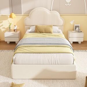 Ball & Cast Single Bed Frame with Storage, 3ft Upholstered Ottoman Bed with Headboard & Hydraulic for Adults & Teenagers, Cloud-Shaped Velvet Backrest, Velvet + Plywood, 90x190cm, Beige, (No Mattress) Ball & Cast Single Bed Frame with Storage, 3ft Upholstered Ottoman Bed with Headboard & Hydraulic for Adults & Teenagers, Cloud-Shaped Velvet Backrest, Velvet + Plywood, 90x190cm, Beige, (No Mattress)