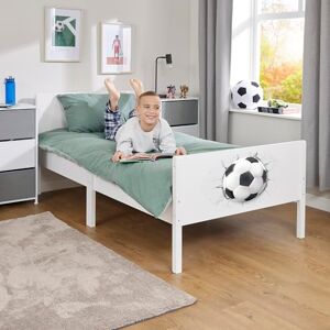Liberty House Toys Kids Single White Bed, Football H80 x W95 x D199 cm Liberty House Toys Kids Single White Bed, Football H80 x W95 x D199 cm