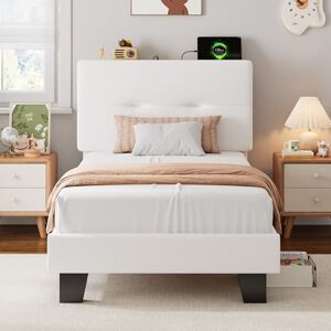 Feonase Single Bed Frame with Charging Station, Velvet Upholstered Platform Bed Frame Single Beds with Storage Headboard, Wooden Slat Support, Noise Free, Easy Assembly, Beige Feonase Single Bed Frame with Charging Station, Velvet Upholstered Platform Bed Frame Single Beds with Storage Headboard, Wooden Slat Support, Noise Free, Easy Assembly, Beige