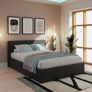 GFW Leather Classic Upholstered Ottoman Storage Bed With Gas Side Lift & Under Bed Storage, Double, Black GFW Leather Classic Upholstered Ottoman Storage Bed With Gas Side Lift & Under Bed Storage, Double, Black