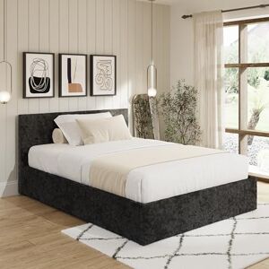 GFW End Lift Ottoman Black Crushed Velvet Upholstered Gas Lift Storage Bed Bedroom 120cm 4ft Small Double GFW End Lift Ottoman Black Crushed Velvet Upholstered Gas Lift Storage Bed Bedroom 120cm 4ft Small Double