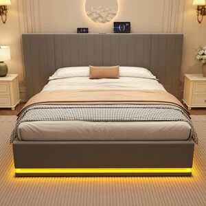 Ball & Cast Ottoman King Bed Frame with Storage, Upholstered Bed Frame with Adjustable Headboard, Velvet Double Bed Frame with Hydraulic and LED-Light Strips, Grey, 5FT-150 x 200 cm, (No Mattress) Ball & Cast Ottoman King Bed Frame with Storage, Upholstered Bed Frame with Adjustable Headboard, Velvet Double Bed Frame with Hydraulic and LED-Light Strips, Grey, 5FT-150 x 200 cm, (No Mattress) 