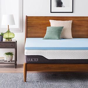 LUCID 2 Inch Mattress Topper Queen Gel Infused Memory Foam – Memory Foam Mattress Topper Queen – Ventilated Design – CertiPur Certified LUCID 2 Inch Mattress Topper Queen Gel Infused Memory Foam – Memory Foam Mattress Topper Queen – Ventilated Design – CertiPur Certified