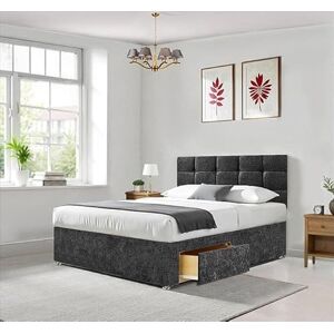 Divan Beds Deals King Size Charcoal Chenille Fabric Bed with 20" Cubic Headboard 10" Spring Memory Foam Mattress 2 Spacious Storage Drawers Luxurious & Durable Design Divan Beds Deals King Size Charcoal Chenille Fabric Bed with 20" Cubic Headboard 10" Spring Memory Foam Mattress 2 Spacious Storage Drawers Luxurious & Durable Design