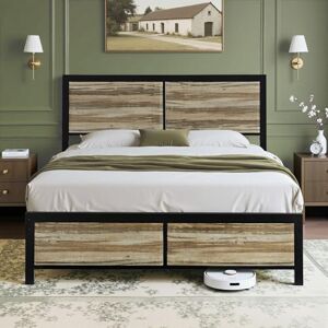 VECELO 4ft6 Double Bed Frame with Wooden Headboard & Footboard, Platform Mattress Foundation, No Box Spring Needed, Strong Metal Slats Support, Easy Assembly VECELO 4ft6 Double Bed Frame with Wooden Headboard & Footboard, Platform Mattress Foundation, No Box Spring Needed, Strong Metal Slats Support, Easy Assembly