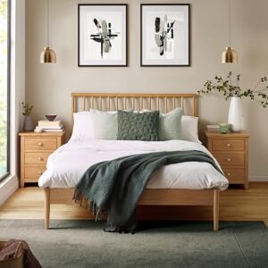 Julian Bowen Belton Double Bed Solid Oak Bed Frame with Spindle Headboard, 135x190cm/4ft 6in, No Box Spring Needed, Mid-Century Modern H 102 x D 211cm Julian Bowen Belton Double Bed Solid Oak Bed Frame with Spindle Headboard, 135x190cm/4ft 6in, No Box Spring Needed, Mid-Century Modern H 102 x D 211cm