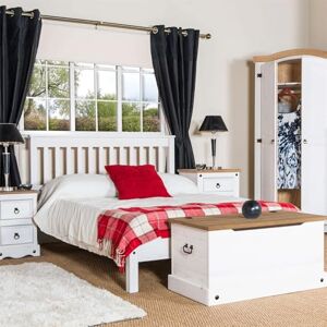 Home Source Corona Solid Wood Slatted 4ft 6in Double Bed Frame, White Home Source Corona Solid Wood Slatted 4ft 6in Double Bed Frame, White