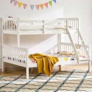 Vida Designs Milan Triple Bunk Bed, Three Sleeper, Solid Pine Wood Frame, Kids Children, Double 4 Foot 6, Single 3 Foot, White Vida Designs Milan Triple Bunk Bed, Three Sleeper, Solid Pine Wood Frame, Kids Children, Double 4 Foot 6, Single 3 Foot, White