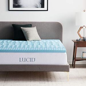 LUCID Memory Foam Mattress Topper King size (150 x 200 cm) – With 5 Zones and Gel Infusion – 5 cm thick, Blue LUCID Memory Foam Mattress Topper King size (150 x 200 cm) – With 5 Zones and Gel Infusion – 5 cm thick, Blue