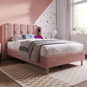 Ball & Cast 3ft 90x 190 cm Single Bed Frame Upholstered with USB and Type-C Charging, Bed Frame with Wooden Slatted Frame, Teenager Bed for Bedroom & Guest Room,Velvet,Pink, No Mattress Ball & Cast 3ft 90x 190 cm Single Bed Frame Upholstered with USB and Type-C Charging, Bed Frame with Wooden Slatted Frame, Teenager Bed for Bedroom & Guest Room,Velvet,Pink, No Mattress