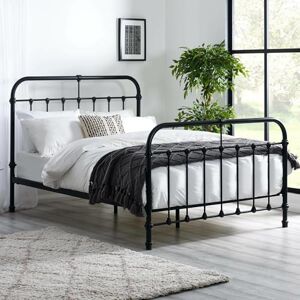 Julian Bowen Small Double Bed Frame Satin Black Metal Bed Base with Slats and Headboard, Industrial Style 120cm 4ft Bed, No Box Spring Needed, Underbed Storage 120 x 127 x 200.5cm Julian Bowen Small Double Bed Frame Satin Black Metal Bed Base with Slats and Headboard, Industrial Style 120cm 4ft Bed, No Box Spring Needed, Underbed Storage 120 x 127 x 200.5cm