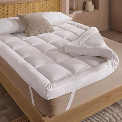 Slumberdown Extra Thick Mattress Topper Double Bed for Cloud-Like Comfort 2-Year Guarantee, Box-Quilted, Soft Hollowfibre Filling, Elasticated Corner Straps, Non-Allergenic & Washable (135 x 190cm) Slumberdown Extra Thick Mattress Topper Double Bed for Cloud-Like Comfort 2-Year Guarantee, Box-Quilted, Soft Hollowfibre Filling, Elasticated Corner Straps, Non-Allergenic & Washable (135 x 190cm)