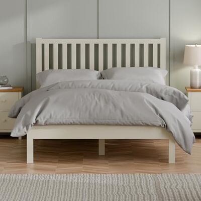 Julian Bowen Coxmoor King Bed Frame Wooden 5ft Size Cream Bed 150x200cm with High Headboard, Rustic Solid Pine Frame Ivory Julian Bowen Coxmoor King Bed Frame Wooden 5ft Size Cream Bed 150x200cm with High Headboard, Rustic Solid Pine Frame Ivory
