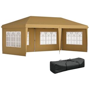 Outsunny 3 x 6m Garden Pop Up Gazebo, Height Adjustable Marquee Party Tent with Sidewalls, Storage Bag, Khaki Outsunny 3 x 6m Garden Pop Up Gazebo, Height Adjustable Marquee Party Tent with Sidewalls, Storage Bag, Khaki