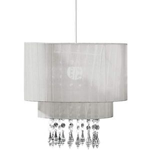 Premier Housewares Riband Voile Beaded Pendant Shade, 31 x 20 x 20 cm Silver Premier Housewares Riband Voile Beaded Pendant Shade, 31 x 20 x 20 cm Silver
