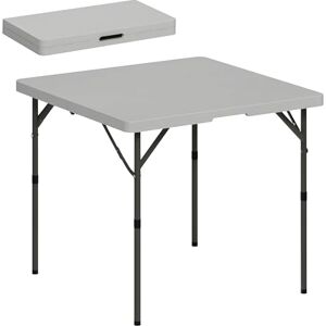 Outsunny 3ft Folding Camping Table, Heavy Duty Picnic Table with 2 Adjustable Height for Indoor Outdoor Garden, Party, BBQ, Dark Grey Outsunny 3ft Folding Camping Table, Heavy Duty Picnic Table with 2 Adjustable Height for Indoor Outdoor Garden, Party, BBQ, Dark Grey