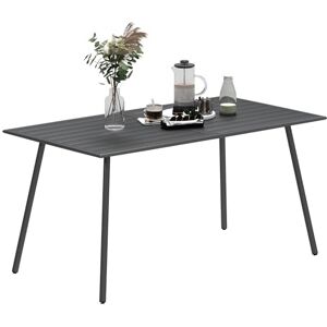 Outsunny Garden Dining Table for 6 Person, Rectangle Outdoor Table with Easy Clean Slat Top, Rust Resistant Steel Frame, for Terrace, Balcony, 150 x 80 x 74 cm, Grey Outsunny Garden Dining Table for 6 Person, Rectangle Outdoor Table with Easy Clean Slat Top, Rust Resistant Steel Frame, for Terrace, Balcony, 150 x 80 x 74 cm, Grey