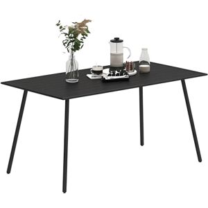 Outsunny Garden Dining Table for 6 Person, Rectangle Outdoor Table with Easy Clean Slat Top, Rust Resistant Steel Frame, for Terrace, Balcony, 150 x 80 x 74 cm, Black Outsunny Garden Dining Table for 6 Person, Rectangle Outdoor Table with Easy Clean Slat Top, Rust Resistant Steel Frame, for Terrace, Balcony, 150 x 80 x 74 cm, Black