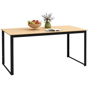 Outsunny Garden Table for 6 People, 160 x 80 x 75 cm Rectangle Outdoor Dining Table with Slatted Top, Metal Frame, for Balcony, Deck, Teak Outsunny Garden Table for 6 People, 160 x 80 x 75 cm Rectangle Outdoor Dining Table with Slatted Top, Metal Frame, for Balcony, Deck, Teak