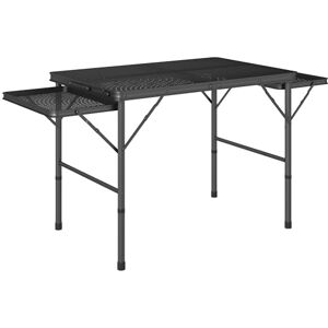 Outsunny Folding Grill Table, 4.5ft Portable Camping Table with 2 Wing Panels, Height Adjustable Metal Picnic Table for Camping, Picnic and BBQ, Black Outsunny Folding Grill Table, 4.5ft Portable Camping Table with 2 Wing Panels, Height Adjustable Metal Picnic Table for Camping, Picnic and BBQ, Black