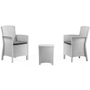 Dmora Outdoor lounge set Jupiter, Garden set with cushions, Rattan effect indoor lounge set, 100% Made in Italy, White Dmora Outdoor lounge set Jupiter, Garden set with cushions, Rattan effect indoor lounge set, 100% Made in Italy, White