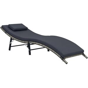 Outsunny Rattan Sun Lounger Garden Furniture Folding Outdoor Chair Wicker Weave Bed with Cushion and Pillow Grey Outsunny Rattan Sun Lounger Garden Furniture Folding Outdoor Chair Wicker Weave Bed with Cushion and Pillow Grey