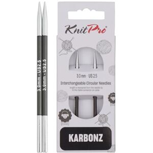 KNITPRO Karbonz Interchangeable Circular Needles 5" (13cm) 3.00 mm KNITPRO Karbonz Interchangeable Circular Needles 5" (13cm) 3.00 mm