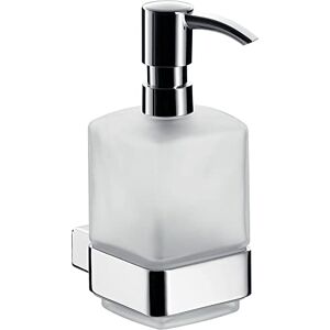 Emco loft wall-mounted soap dispenser, elegant and compact wall soap dispenser made of aluminium and crystal glass, pump dispenser, chrome-coloured and satined Emco loft wall-mounted soap dispenser, elegant and compact wall soap dispenser made of aluminium and crystal glass, pump dispenser, chrome-coloured and satined