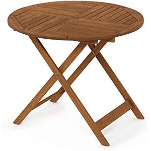 Furinno TIOMAN Patio Table, Sunlight Folding Outdoor Side Table, Coffee Table with Umbrella Hole, for Patio, Garden, Porch, Natural Furinno TIOMAN Patio Table, Sunlight Folding Outdoor Side Table, Coffee Table with Umbrella Hole, for Patio, Garden, Porch, Natural