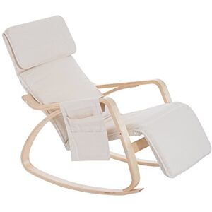 HOMCOM Rocking Lounge Chair Recliner Relaxation Lounging Relaxing Seat with Adjustable Footrest, Side Pocket and Pillow, Cream White HOMCOM Rocking Lounge Chair Recliner Relaxation Lounging Relaxing Seat with Adjustable Footrest, Side Pocket and Pillow, Cream White