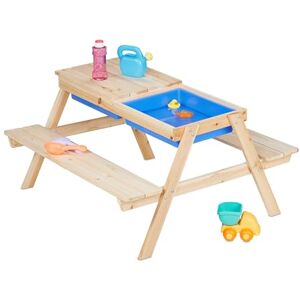 Relaxdays Children's Picnic Table, Garden Bench for Kids, Sand & Water Play, HWD: 50x89x86 cm, Outdoor Furniture, Brown, Plastic, Wood Relaxdays Children's Picnic Table, Garden Bench for Kids, Sand & Water Play, HWD: 50x89x86 cm, Outdoor Furniture, Brown, Plastic, Wood