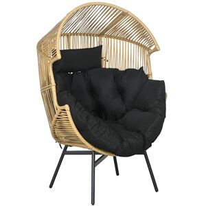 Outsunny Garden Egg Chair with 14cm Thick Seat Cushion, PE Rattan Leisure Chair with Comfortable Headrest, Adjustable Feet, Steel Frame, Sand Outsunny Garden Egg Chair with 14cm Thick Seat Cushion, PE Rattan Leisure Chair with Comfortable Headrest, Adjustable Feet, Steel Frame, Sand