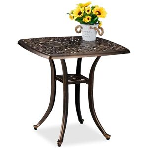 Relaxdays Garden Side Table, Antique Look, Cast Aluminum, 53x53.5x53.5 cm, Square, for Balcony & Patio, Black/Bronze, Plastic, Aluminium Relaxdays Garden Side Table, Antique Look, Cast Aluminum, 53x53.5x53.5 cm, Square, for Balcony & Patio, Black/Bronze, Plastic, Aluminium