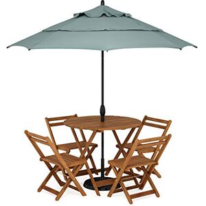 Furinno TIOMAN Patio Table, Nation Round Outdoor Side Table, Dining Table, Coffee Table with Umbrella Hole, for Patio, Garden, Porch, Natural Furinno TIOMAN Patio Table, Nation Round Outdoor Side Table, Dining Table, Coffee Table with Umbrella Hole, for Patio, Garden, Porch, Natural