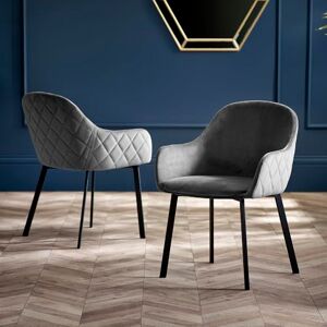 Julian Bowen Set of 2 Lima Grey Velvet Dining Chairs Julian Bowen Set of 2 Lima Grey Velvet Dining Chairs