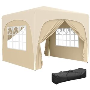Outsunny 3 x 3(m) Pop Up Gazebo with Sides and Carry Bag, UPF50+, Height Adjustable Party Tent Instant Event Shelter for Garden, Outdoor, Patio, Sand Outsunny 3 x 3(m) Pop Up Gazebo with Sides and Carry Bag, UPF50+, Height Adjustable Party Tent Instant Event Shelter for Garden, Outdoor, Patio, Sand