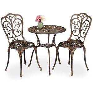 Relaxdays Garden Bistro Set, 3-Piece, Table & 2 Chairs, Antique Design, Patio Furniture, Outdoor Dining, Black/Bronze, Aluminium, 65 x 60 cm Relaxdays Garden Bistro Set, 3-Piece, Table & 2 Chairs, Antique Design, Patio Furniture, Outdoor Dining, Black/Bronze, Aluminium, 65 x 60 cm