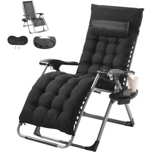VEVOR Zero Gravity Chair, 26 inch Zero Gravity Recliner Lounge Chair for Indoor and Outdoor, Adjustable Anti Gravity Chair with Cushion, Headrest, Footrest, and Cupholder, 500 lbs, Black VEVOR Zero Gravity Chair, 26 inch Zero Gravity Recliner Lounge Chair for Indoor and Outdoor, Adjustable Anti Gravity Chair with Cushion, Headrest, Footrest, and Cupholder, 500 lbs, Black