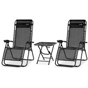 SereneLife Zero Gravity Lounge Chair Set of 2 Adjustable Recliners with Removable Padded Headrest Pillows, Cup Holders, Breathable Mesh Fabric, Lightweight and Foldable, Black SereneLife Zero Gravity Lounge Chair Set of 2 Adjustable Recliners with Removable Padded Headrest Pillows, Cup Holders, Breathable Mesh Fabric, Lightweight and Foldable, Black
