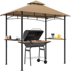 Outsunny 2.5x1.5m (8'x5') Grill Gazebo Canopy, Double Tiered Outdoor BBQ Gazebo Shelter with 2 Side Shelves for Garden, Patio, Barbecue, Picnic, Khaki Outsunny 2.5x1.5m (8'x5') Grill Gazebo Canopy, Double Tiered Outdoor BBQ Gazebo Shelter with 2 Side Shelves for Garden, Patio, Barbecue, Picnic, Khaki