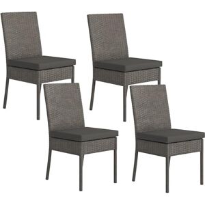 Outsunny 4 Pieces PE Rattan Garden Chairs with Cushion, Patio Wicker Dining Chairs with Backrest for Patio, Deck, Garden, Dark Grey Outsunny 4 Pieces PE Rattan Garden Chairs with Cushion, Patio Wicker Dining Chairs with Backrest for Patio, Deck, Garden, Dark Grey