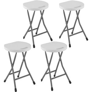 Outsunny Folding Stool Set of 4, Decorative Garden Stool Chair with Safety Latch, Foldable Garden Stools with Powder-Coated Steel Legs HDPE Seat and Handle for Indoor and Outdoor, White Outsunny Folding Stool Set of 4, Decorative Garden Stool Chair with Safety Latch, Foldable Garden Stools with Powder-Coated Steel Legs HDPE Seat and Handle for Indoor and Outdoor, White