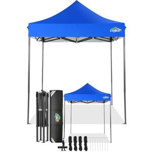 COBIZI Folding Gazebo 2 x 2 Waterproof Stable Winterproof without Side Walls, Pop Up Gazebo Party Tent, Sun Protection Garden Gazebo, Gazebo Foldable with Handbag (2 x 2 m, Blue) COBIZI Folding Gazebo 2 x 2 Waterproof Stable Winterproof without Side Walls, Pop Up Gazebo Party Tent, Sun Protection Garden Gazebo, Gazebo Foldable with Handbag (2 x 2 m, Blue)