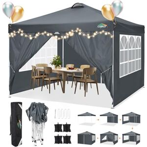 COBIZI Gazebo 3 x 3 m Waterproof Stable Winterproof Folding Gazebo Party Tent Garden Gazebo with 4 Side Panels, 4 Sandbags and Ventilation, UV Protection 50+, Pop Up Foldable for Outdoor Garden (Grey COBIZI Gazebo 3 x 3 m Waterproof Stable Winterproof Folding Gazebo Party Tent Garden Gazebo with 4 Side Panels, 4 Sandbags and Ventilation, UV Protection 50+, Pop Up Foldable for Outdoor Garden (Grey