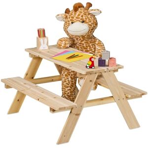 Relaxdays Children's Picnic Table, Garden Bench, HWD: 51 x 90 x 78 cm, Seating for 4 Kids, Wood, Natural Relaxdays Children's Picnic Table, Garden Bench, HWD: 51 x 90 x 78 cm, Seating for 4 Kids, Wood, Natural