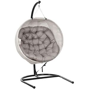 Outsunny Hanging Egg Chair Outdoor Indoor Garden Swing Chair with Folding Basket, Garden Hanging Chair with Stand, Thickened Cushion, Cup Holder for Patio, Balcony, Sand Brown Outsunny Hanging Egg Chair Outdoor Indoor Garden Swing Chair with Folding Basket, Garden Hanging Chair with Stand, Thickened Cushion, Cup Holder for Patio, Balcony, Sand Brown