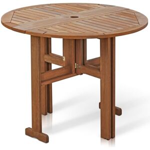 Furinno TIOMAN Patio Table, Gateleg Round Outdoor Side Table, Coffee Table, for Patio, Garden, Porch, Natural Furinno TIOMAN Patio Table, Gateleg Round Outdoor Side Table, Coffee Table, for Patio, Garden, Porch, Natural